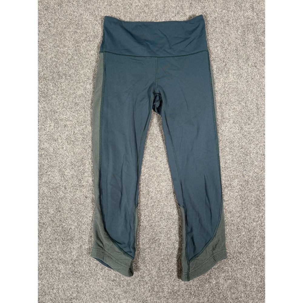 Lululemon Cropped Leggings Womens 4 Green High Rise‎ Athletic Workout Pants 21"